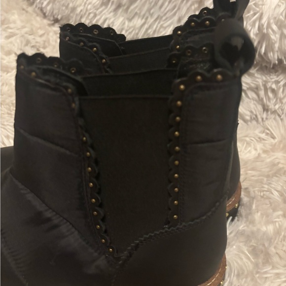 Free People Black Ankle Boots with Gold Studs - Picture 3 of 3